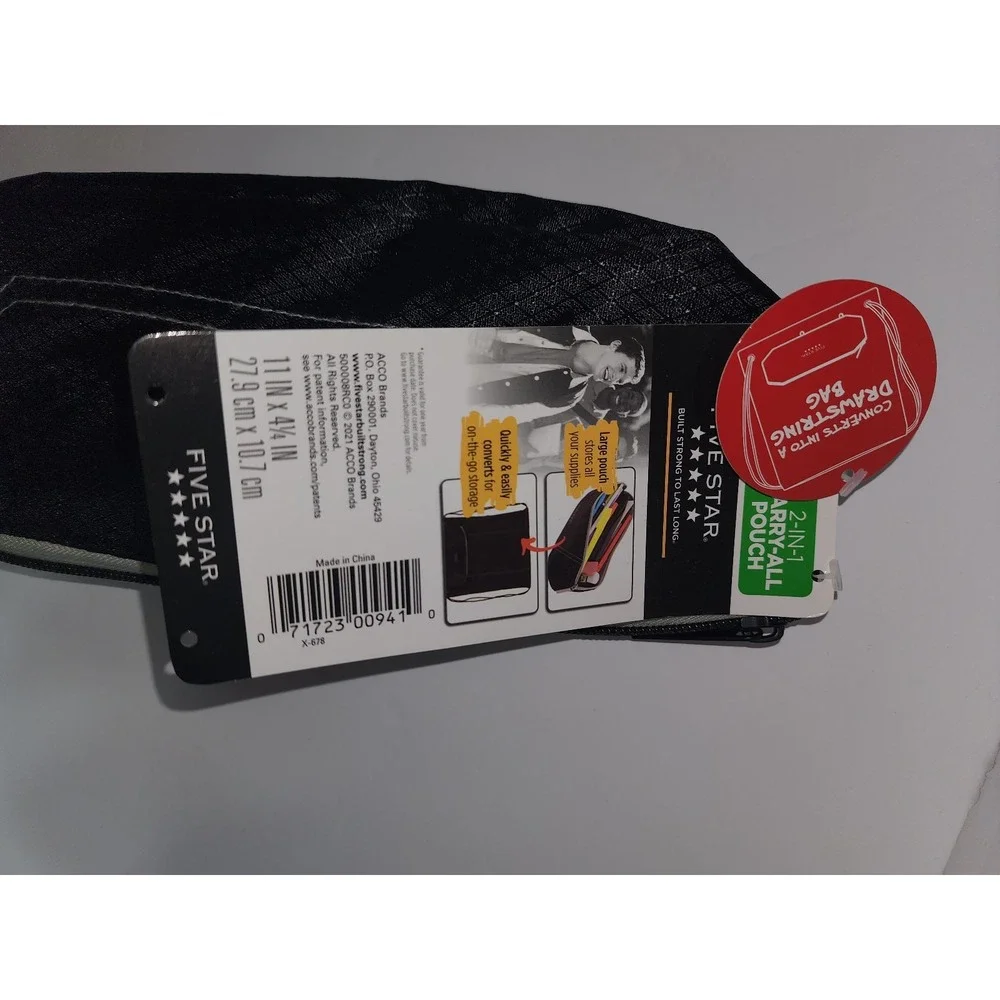 New Five‎ Star 2 in 1 Carry All Pouch Pencil bag drawstring backpack